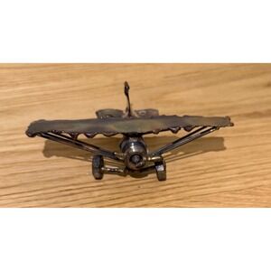 Handmade Folk Art Vintage Metal Biplane created with Spark Plugs and Metalwork